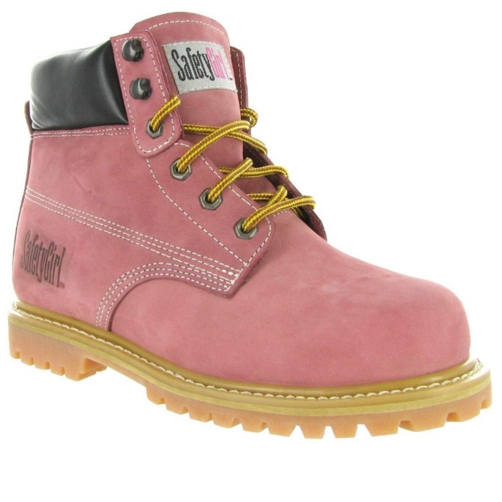 Pink Leather Steel Toe Work Boots Women’s 9 Safety Girl NEW in box